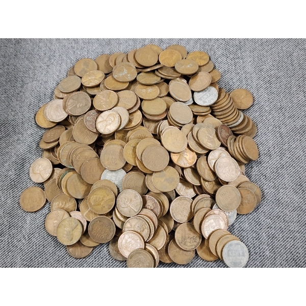 Large Lot of 400 Asstd. Unsearched United States Wheat Pennies in Many Assorted Dates -Face Value $4