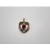 Image 1 : 10K Yellow Gold Heart Pendant with Ruby Colored Center Stone TW: 1.8g