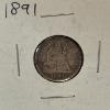 Image 1 : U.S. RARE COINAGE - 1891 TEN CENT SEATED LIBERTY SILVER DIME - SEE CONDITION