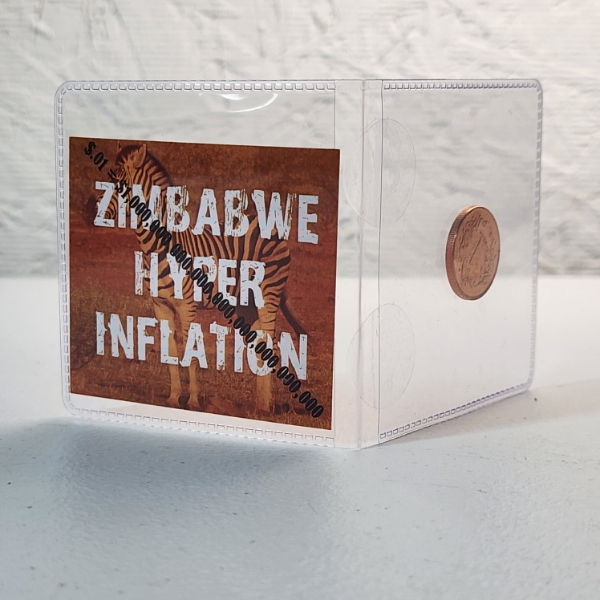 1997 Zimbabwe One Cent Coin Hyper Inflation Coin in Flip w/ Info Card