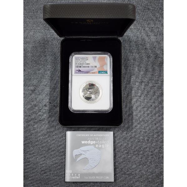 NGC PF70 Ultra Cameo 2022-P Australia Wedge-Tailed Eagle Ultra High Relief 1 Oz Silver Round Signed!