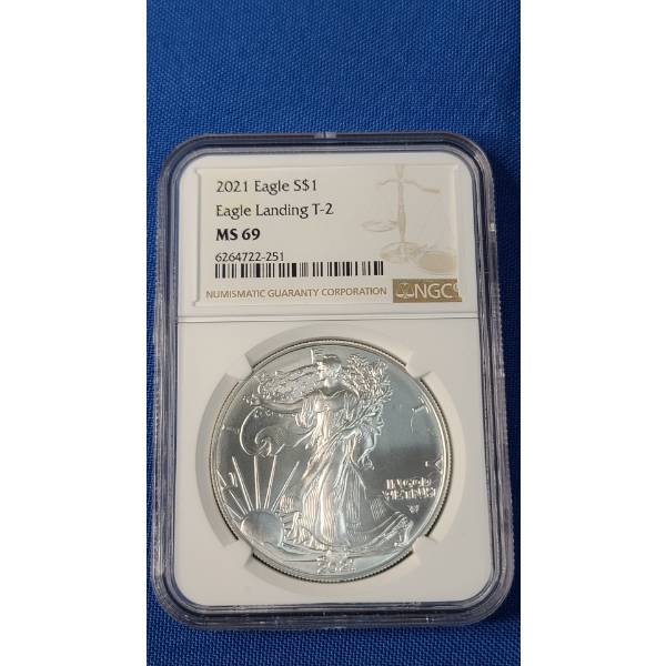 2021 NGC Eagle Landing T-2 MS 69 1 oz .999 Fine Silver American Eagle