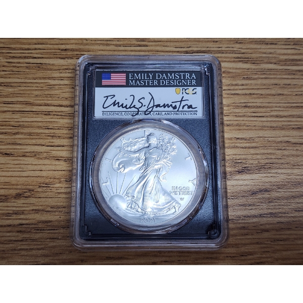 PCGS MS70 2021 Silver American Eagle T-2 - Signed - 1 oz .999 Fine Silver