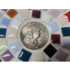 Image 2 : Vintage Mosaic Tile Dish With 1962 Franklin Half Dollar - 90% Silver