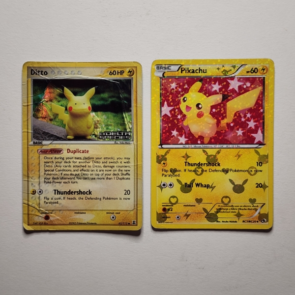 Two Vintage Pokemon Trading Cards Ft. Radiant Collection Pikachu & Ditto from EX Delta Species!