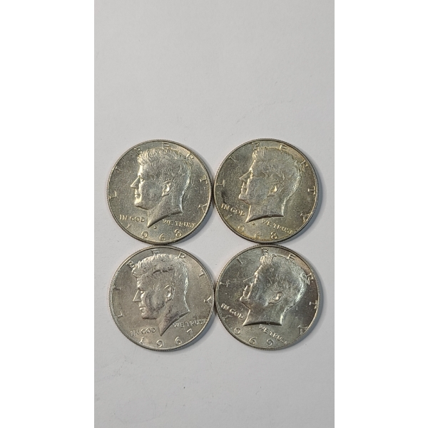 (4) Assorted Years/Mint Marks United States 40% Silver Kennedy Half Dollars - Face Value: $2.00