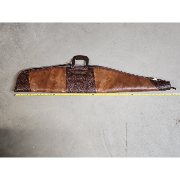 Vintage Leather Embossed Details Soft-Lined Zip-Up Rifle Case ~48in