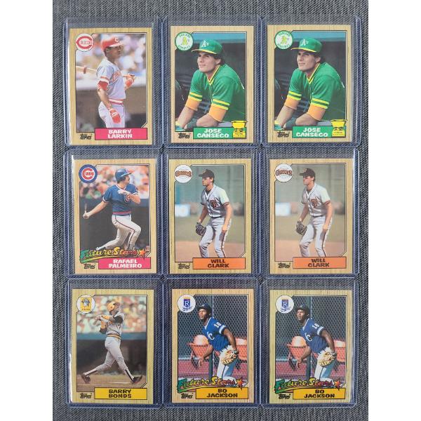 9 Assorted Near Mint 1987 Topps Baseball Trading Cards Ft. Jose Canseco, Barry Bonds & Bo Jackson!