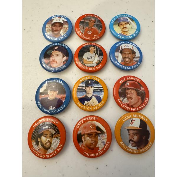 1984 Hall Of Fame MLB Baseball Fun Food Baseball Buttons - Rare Collection - Mint Condition
