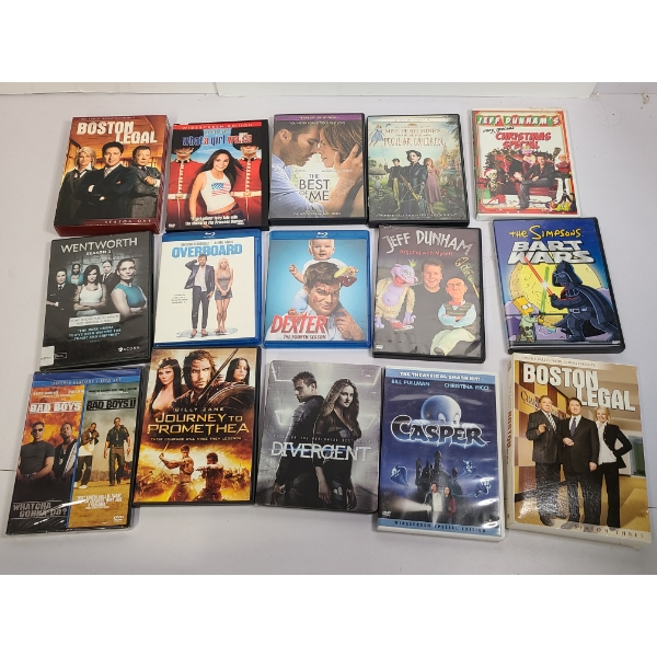 15 DVD'S - Caper - Boston Legal - What a Girl Wants - Etc.
