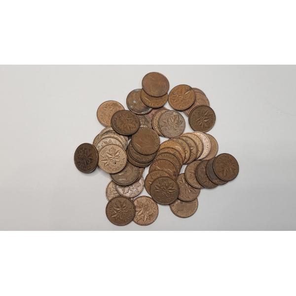Assorted 1960's Canadian Cents In Coin Tube - Face Value: $0.50