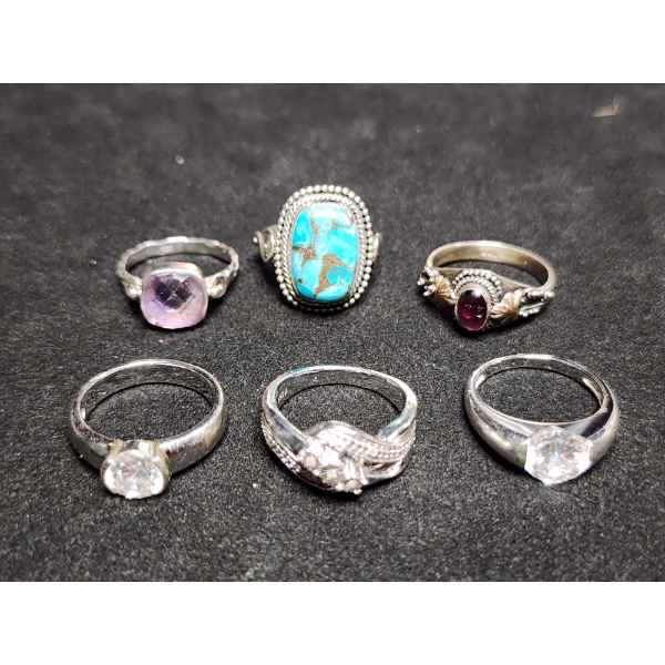 Gorgeous Sterling Silver Rings Ft. Turquoise Stone & More Weighing Total of 22.4 Grams
