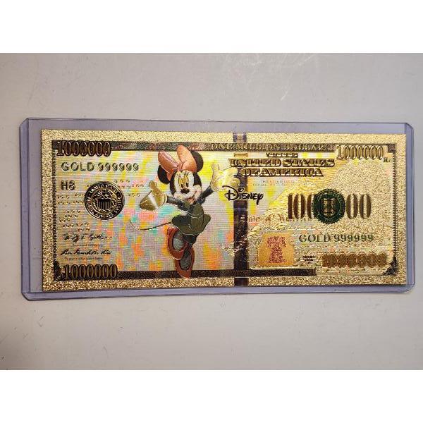 Rare Disney Minnie Mouse Gold Foil .999999 - 24K Gold Note In Protective Holder - Mint Condition	
