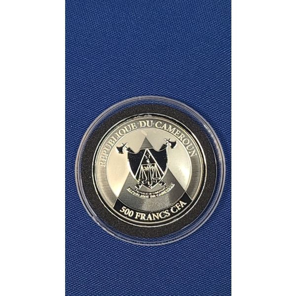 2019 Cameroon 500 Francs 1 Troy Ounce .999 Fine Silver Cheetah Coin - Excellent Condition
