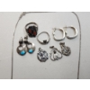 Image 2 : Assorted Sterling Silver Jewelry: Chain, Rings, Earrings Total Weight: 21.9g