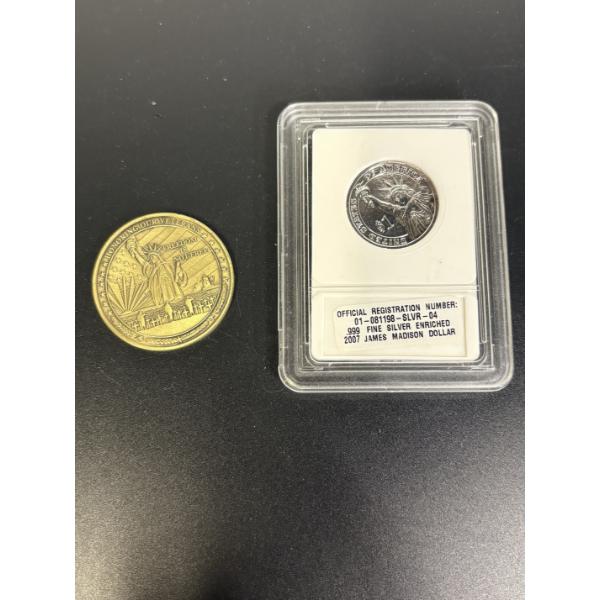 .999 Fine Silver Enriched 2007 James Madison Dollar - Army Veteran Token With Veteran's Prayer