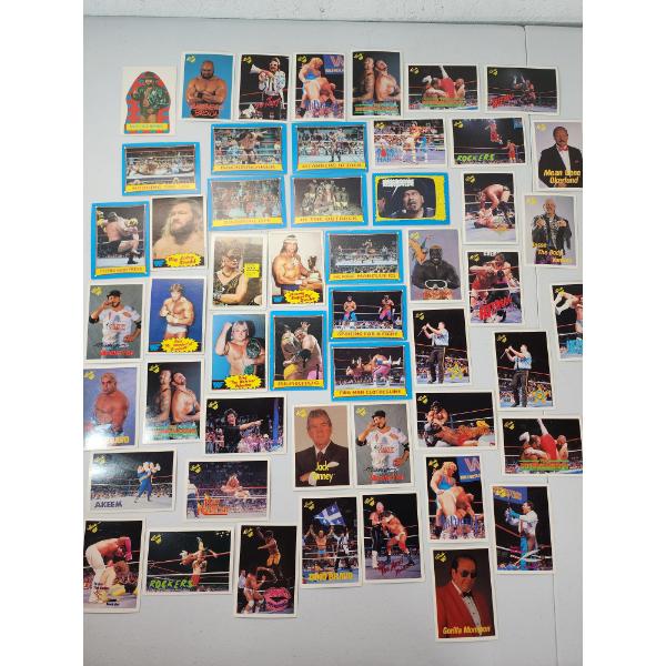 Lot of ~50 Assorted 1980-1990's Topps Wrestling Trading Cards