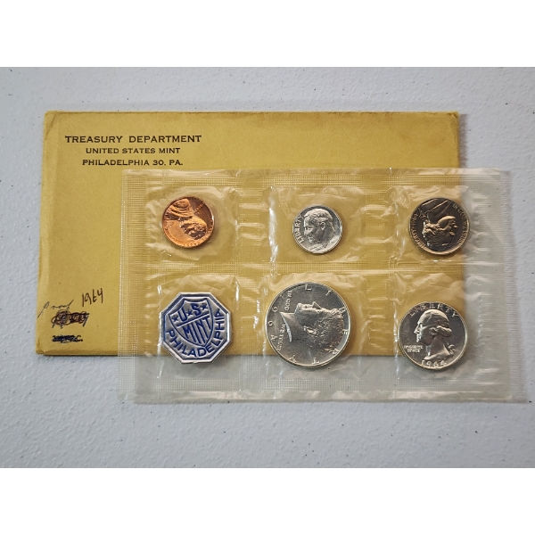 U.S. Mint 1964 Uncirculated Coin Set Including $0.85 in 90% Silver 