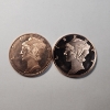 Image 1 : Two Mercury Head Design 1 AVDP Ounce .999 Fine Copper Rounds - 2 oz Copper Total!