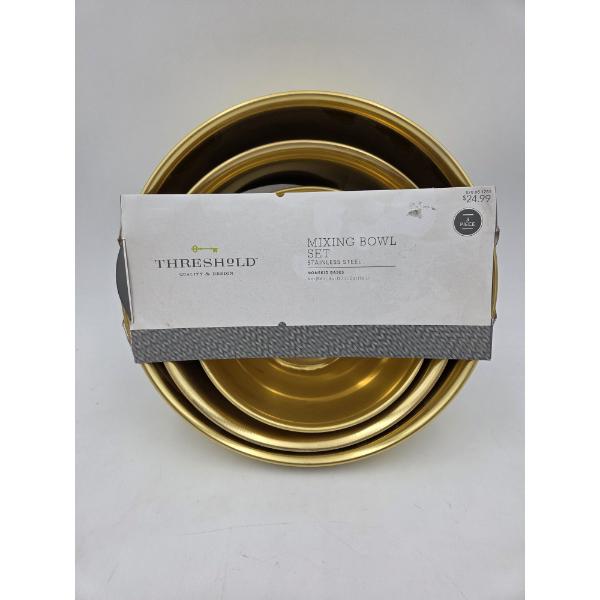Brand New Threshold 3 Piece Stainless Steel Mixing Bowl Set