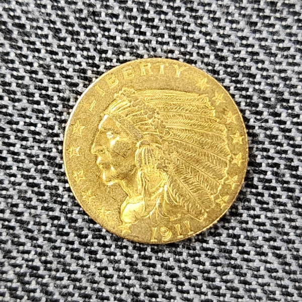 1911 United States $2.50 Gold Indian Head Coin ~ AGW: 0.121 Oz ~ Mintage of 704,000