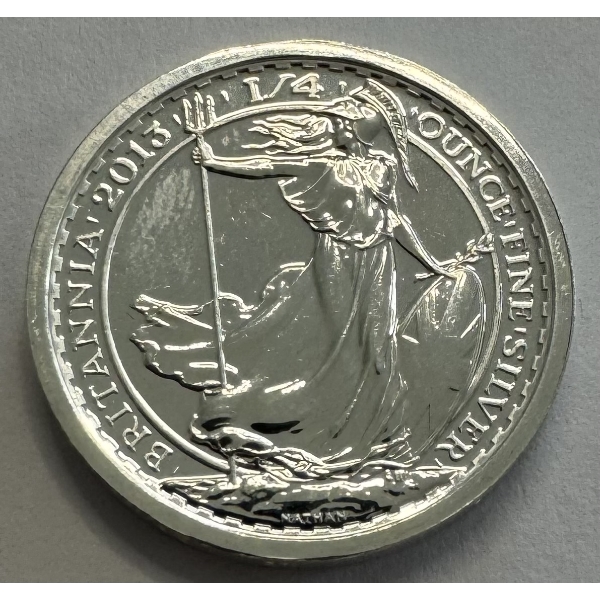 2013 1/4 Oz .999 Fine Silver Britannia Coin - Queen Elizabeth "50 Pence" - Incredible Condition!
