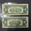 Image 2 : U.S. VINTAGE CURRENCY -  2 PCS - TWO DOLLAR ($2) RED SEAL 1953-A UNITED STATES NOTES - BETTER GRADE