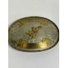 Image 1 : Tommy Belt Buckle - Oval Western Belt Buckle with Silver-Plated Engraved Floral Background - Bull Ri