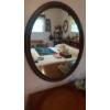 Image 1 : Excellent Pair Of Oval Wall Mirrors - 36 x 24  Walnut Wood Framed- See Pics
