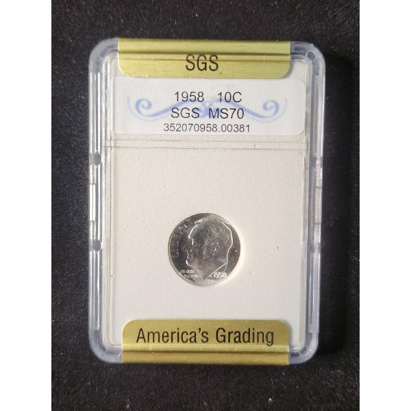 SGS MS70 Graded 1958 Roosevelt Dime