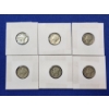Image 1 : 6 Assorted Years Silver Mercury Dimes FV: $0.60