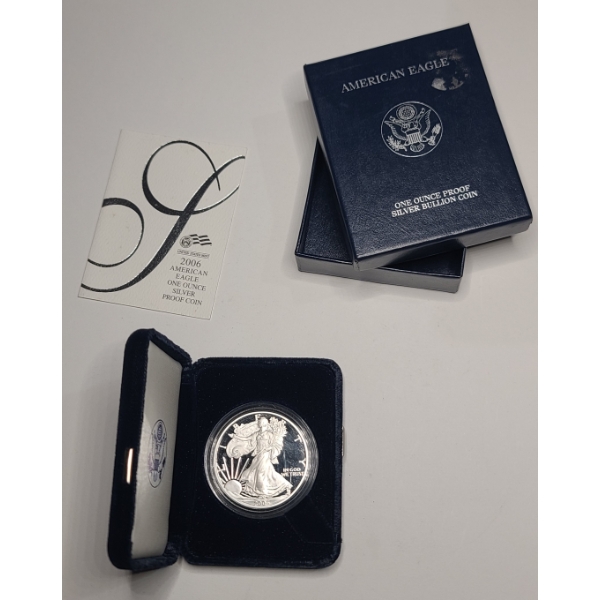 United States 2006-W One Troy Ounce .999 Fine SIlver PROOF American Eagle With Original Packaging