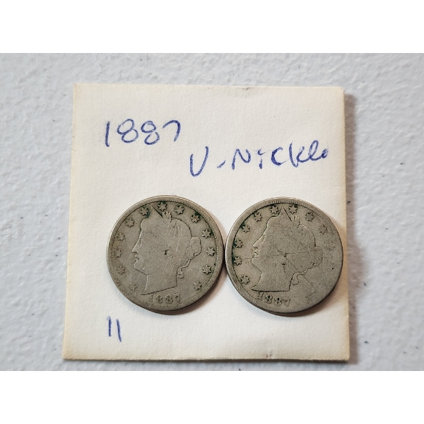 Two BETTER DATE 1887 Liberty Head "V" Nickels