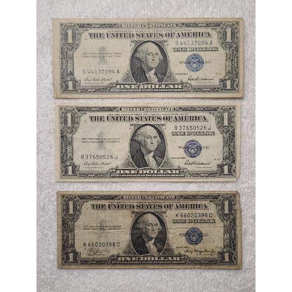 Three Assorted $1 Silver Certificates Including A 1957 & Two 1935 Notes - One 1935 is in particularl