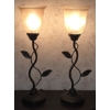 Image 2 : Set of Matching Lamps with Metal Leaf Motif Base - 20"H