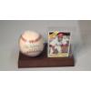 Image 1 : Bob Gibson Autographed Rawlings Baseball & 1966 Topps Bob Gibson Baseball Card In Display Stand 