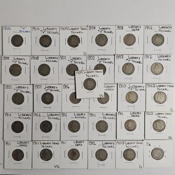 Set of 31 Liberty Head  V  Nickels FV: $1.55