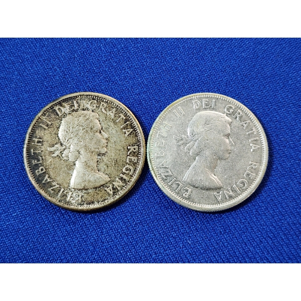 1960 & 1963 Canadian 50 Cent 80% Silver Coins