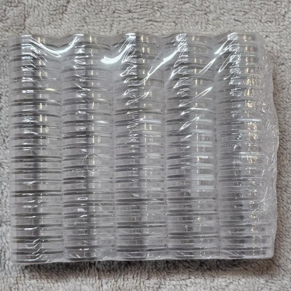 Mudor 100 Pieces Clear Acrylic Coin Capsules Holder Set, 18mm Case For Dime Coins