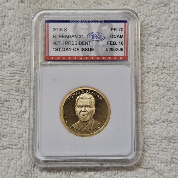 2016 San Francisco Mint "S" proof Ronald Reagan Presidential dollar, graded PR-70 (DCAM) by IGS