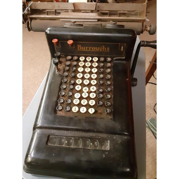 Antique Burroughs Adding Machine Including Table Shown