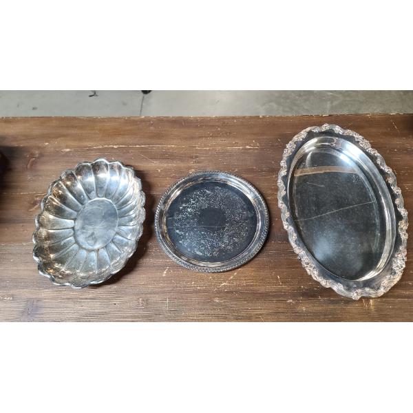 (3) Silverplated Serving Trays - Weighs Approximately 6.8 IBS Total