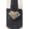 Image 1 : Sterling Silver Art Deco Heart Ring With Melee Diamonds - Size 9 - Weight: 5.3g