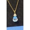 Image 2 : 14K Gold Necklace & Sterling Silver Gold Plated Pendant With Blue/White Stones - Total Weight: 3.8g