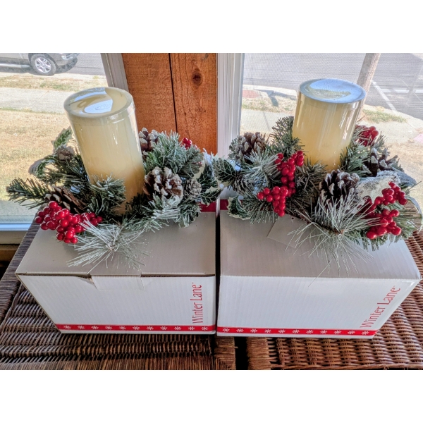 2 New In Box Lighted Winter Lane Holiday Centerpieces Approx. 7'x10'
