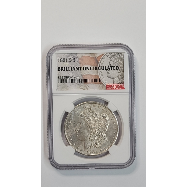 NGC 1881-S Brilliant Uncirculated Morgan 90% Silver Dollar