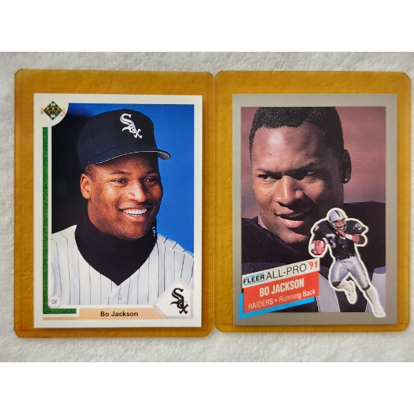 Two 1991 Bo Jackson Football & Baseball Trading Cards ~ Fleer & Upper Deck! Both in Great Shape!