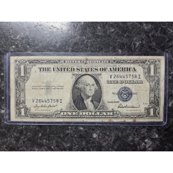 1935 US Silver Certificate In Plastic Holder