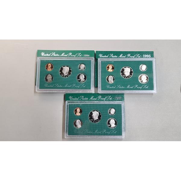 United States Mint Proof Coin Set - Years: 1994, 1995, 1996