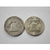 Image 2 : Two Franklin Half Dollars: 1959-D, & 1963 - 90% U.S. Silver Coins - FV: $1.00